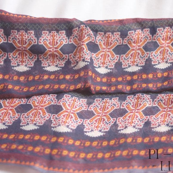 Infinity scarf with pattern burgundy, blue, green - Picture 5 of 6